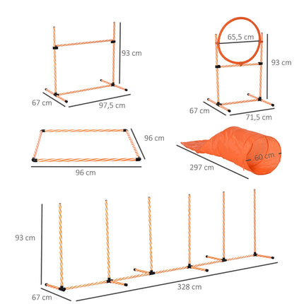 Dog Agility Training Set with Tunnel, Portable Orange/White