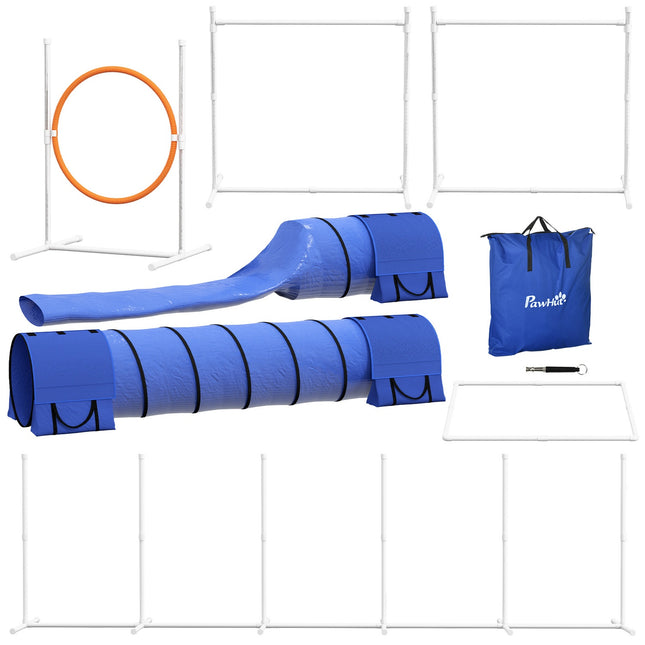 Dog Agility Set with adjustable obstacles and tunnel