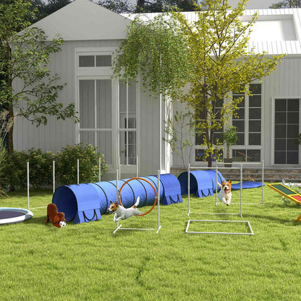 Dog Agility Set with adjustable obstacles and tunnel