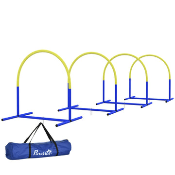 Dog Agility Set with carrying case, 4 bows, yellow
