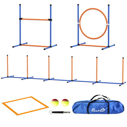 Dog Agility Set - Adjustable hurdle & jumping ring, 4-piece