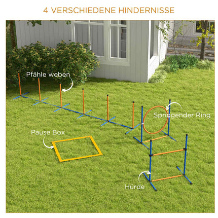 Dog Agility Set - Adjustable hurdle & jumping ring, 4-piece