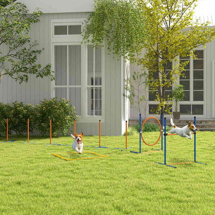 Dog Agility Set - Adjustable hurdle & jumping ring, 4-piece