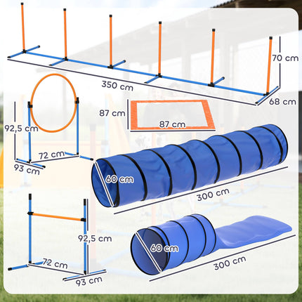 Dog Agility Set with Adjustable Jumps and Tunnel