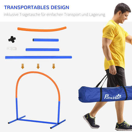 Dog Agility Training Set, 4-piece with carrying bag, blue/orange