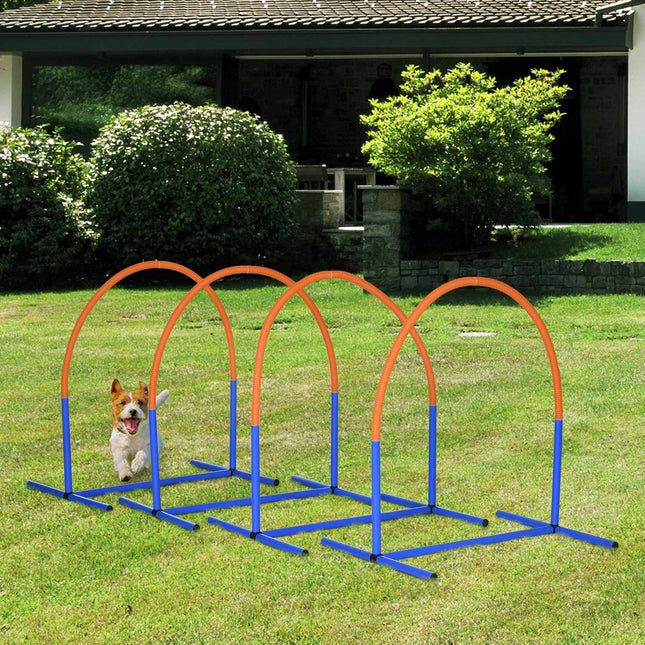 Dog Agility Training Set, 4-piece with carrying bag, blue/orange