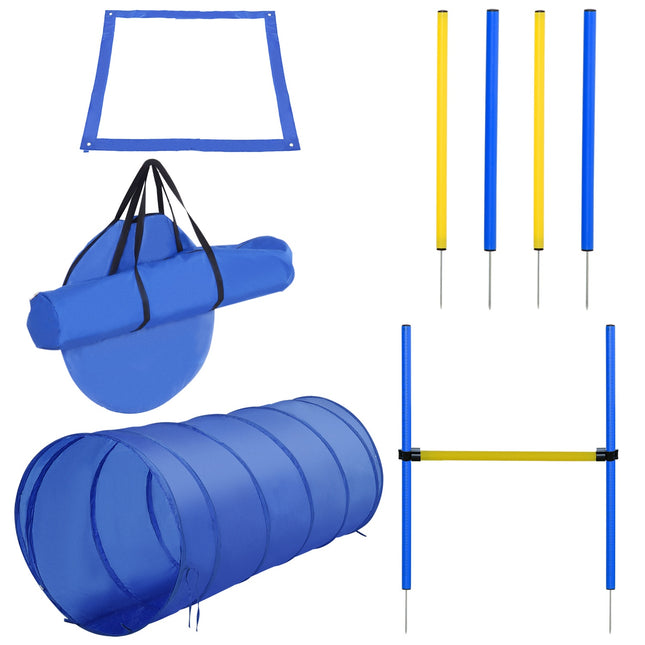 Dog Agility Training Set with tunnel, poles and obstacles