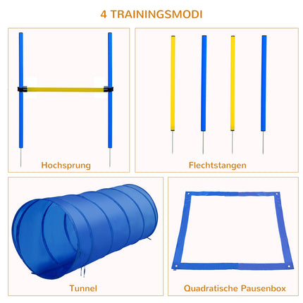 Dog Agility Training Set with tunnel, poles and obstacles