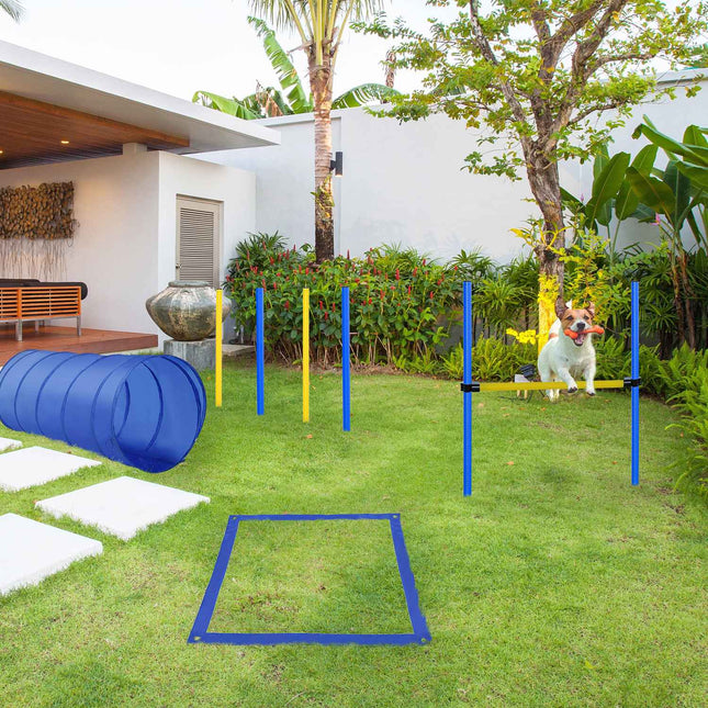 Dog Agility Training Set with tunnel, poles and obstacles