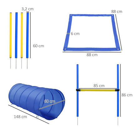 Dog Agility Training Set with tunnel, poles and obstacles