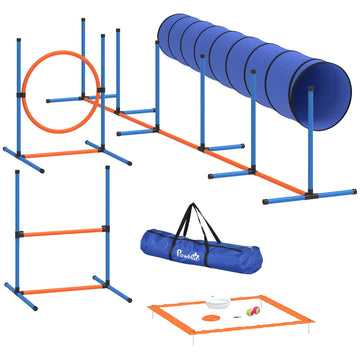 Dog Agility Training Set, 8-Piece with Tunnel & Hurdles