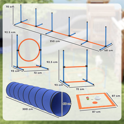Dog Agility Training Set, 8-Piece with Tunnel & Hurdles