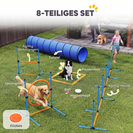 Dog Agility Training Set, 8-Piece with Tunnel & Hurdles