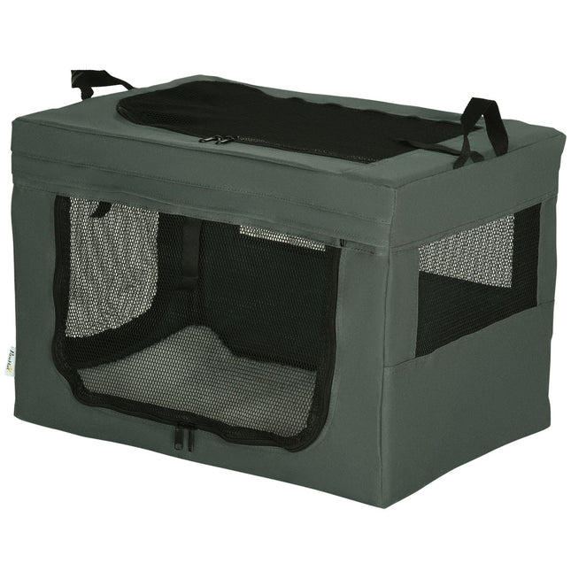 Pet carrier, gray Oxford, mesh window, for pets up to 4 kg