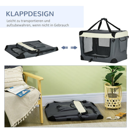 Foldable dog transport bag with cushion, grey/black