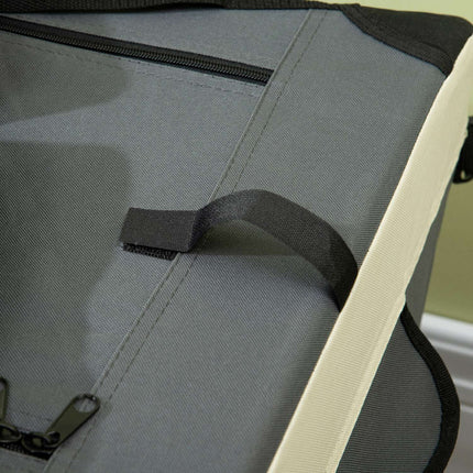 Foldable dog transport bag with cushion, grey/black