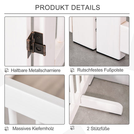 Freestanding wooden dog gate with door, 91 cm - White
