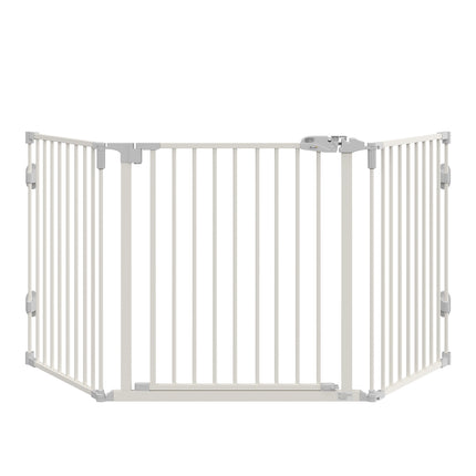 Foldable dog barrier with adjustable angle and automatic door
