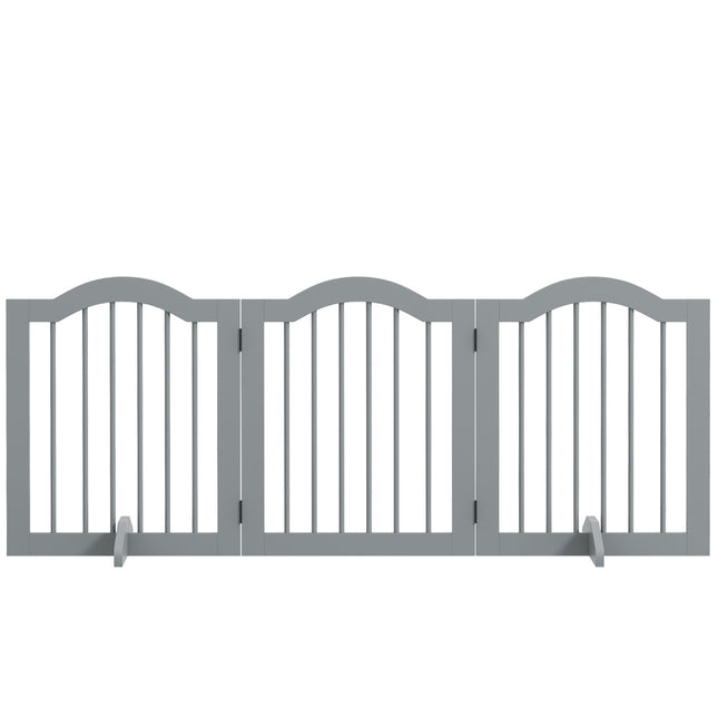 Folding dog barrier gate, 3-part, light grey, 154.5 x 61 cm