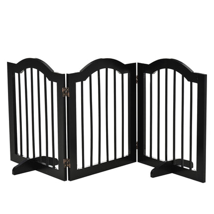 Dog Barrier Gate - Foldable & Stable, MDF, Black 154.5X61Cm