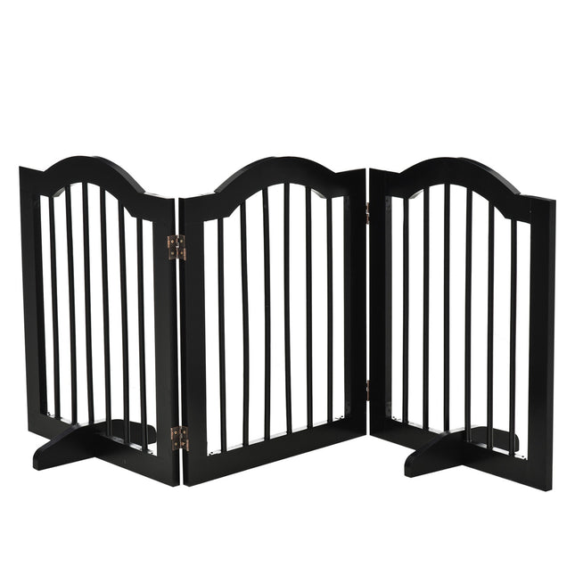 Dog Barrier Gate - Foldable & Stable, MDF, Black 154.5X61Cm