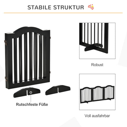 Dog Barrier Gate - Foldable & Stable, MDF, Black 154.5X61Cm
