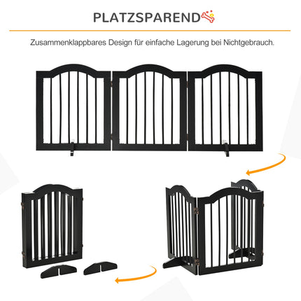 Dog Barrier Gate - Foldable & Stable, MDF, Black 154.5X61Cm