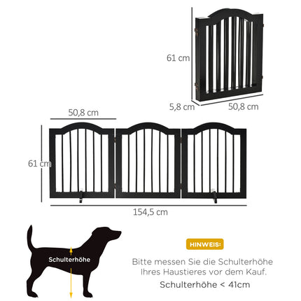 Dog Barrier Gate - Foldable & Stable, MDF, Black 154.5X61Cm
