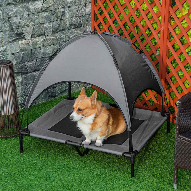 Dog bed with ventilating canopy, Grey, 92x76x90 Cm