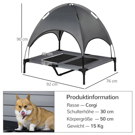 Dog bed with ventilating canopy, Grey, 92x76x90 Cm