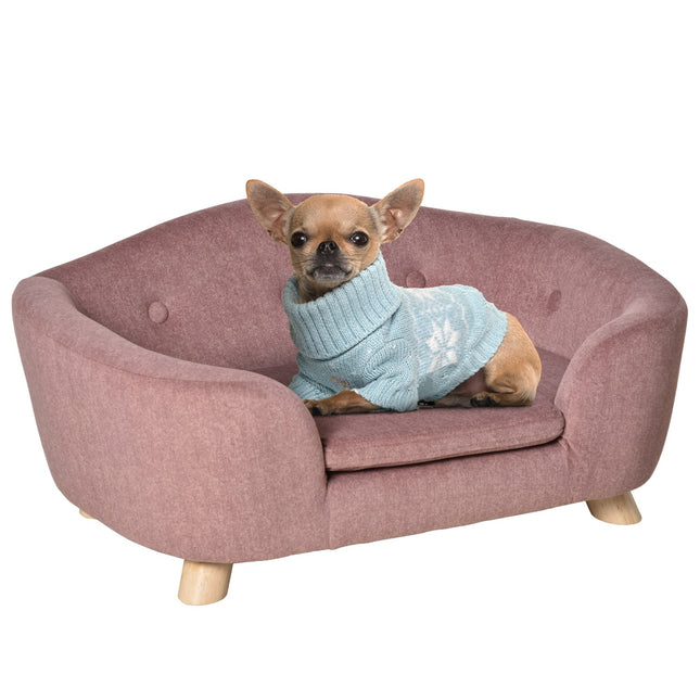 Dog sofa, plush foam, pink wood, 70 x 47 cm