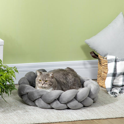 Round velvet dog bed, washable donut cushion sofa