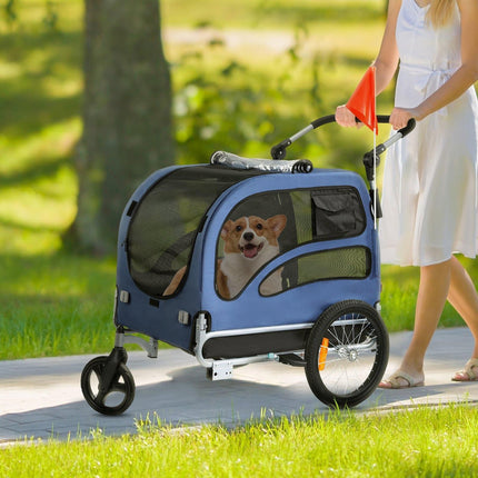 Dog Bike Trailer, 2-in-1 Stroller, 100 lb Capacity