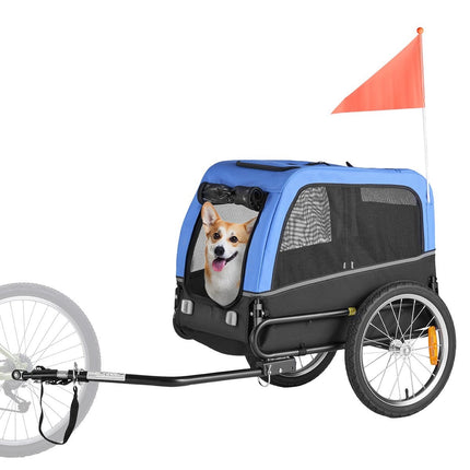 Dog Bike Trailer 30 kg, Foldable Pet Carrier, Flag