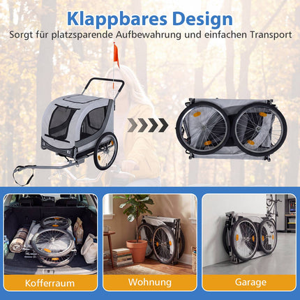Dog Bike Trailer & Buggy, 80kg Capacity, Mesh Windows