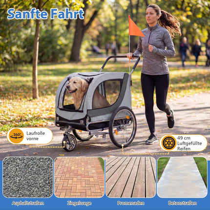 Dog Bike Trailer & Buggy, 80kg Capacity, Mesh Windows