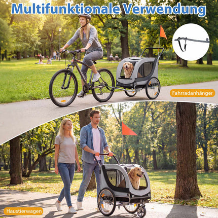 Dog Bike Trailer & Buggy, 80kg Capacity, Mesh Windows