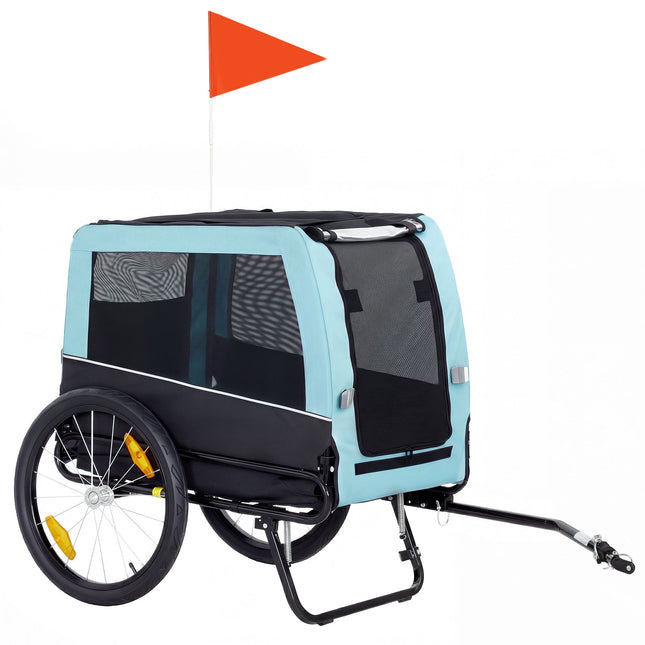 Dog Bike Trailer, Metal Frame, 20kg Capacity, Blue