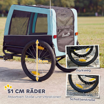 Dog Bike Trailer, Metal Frame, 20kg Capacity, Blue