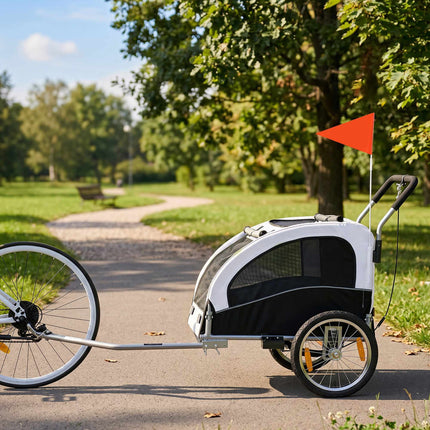 Dog Bike Trailer-Stroller, 2-in-1, Up To 20 kg, White
