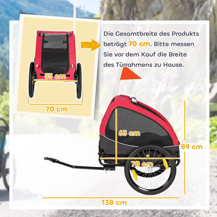 Dog Bike Trailer with 20" Wheels, Red/Black, 20kg Capacity