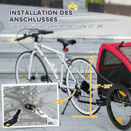 Dog Bike Trailer with 20" Wheels, Red/Black, 20kg Capacity