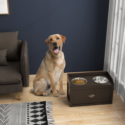 Elevated dog feeding station, 2 x 2L bowls in stainless steel