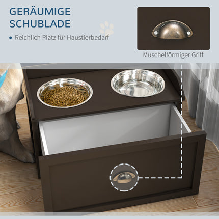 Elevated dog feeding station, 2 x 2L bowls in stainless steel