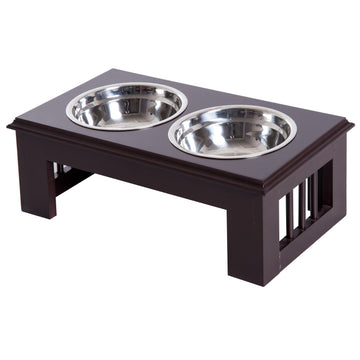 Raised animal bowl set, stainless steel, easy to care for, 44x24x15 cm