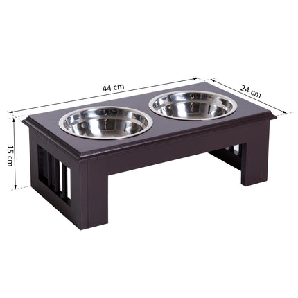 Raised animal bowl set, stainless steel, easy to care for, 44x24x15 cm