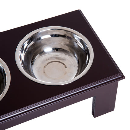 Raised animal bowl set, stainless steel, easy to care for, 44x24x15 cm