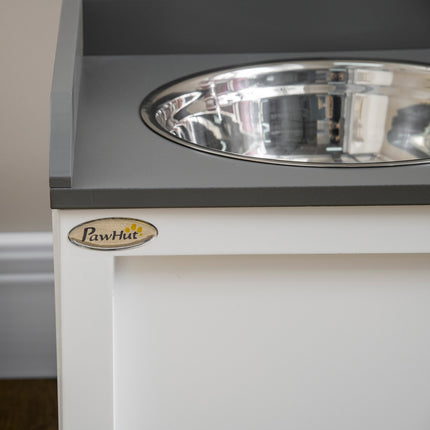 Elevated dog bowl feeding station with 2x2L stainless steel bowls