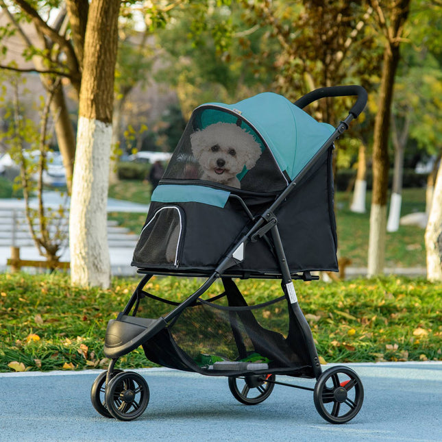 2-in-1 Pet Stroller - Collapsible Dog and Cat Stroller, Dark Green