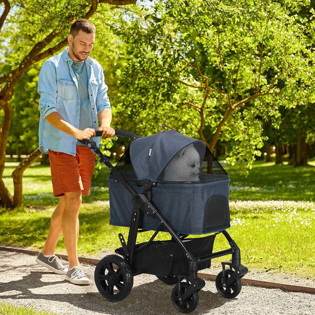 2-in-1 collapsible pet stroller and carrier, mesh window, 10 kg limit